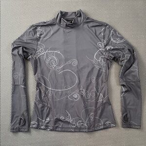 Avia Charcoal Swirl Long Sleeve Base Layer Athletic Top Sz M